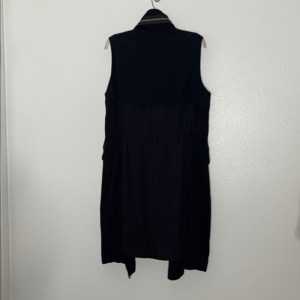 AllSaints Women's Black Larns Sleeveless Parka Full Zip w/ Pockets Long Size 8 - Picture 7 of 7
